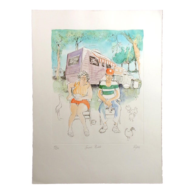 William Papas "Snowbirds" Hand Colored Signed Limited Ed. Etching For Sale