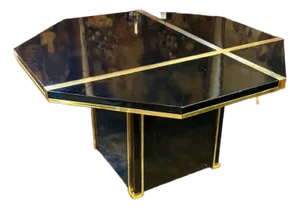 Modern Italian Black Lacquer and Brass Center Table After Jean Claude Mahey