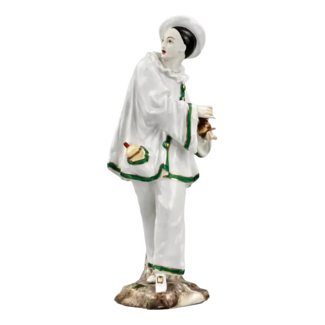 19th Century German Porcelain Pierrot Figurine For Sale