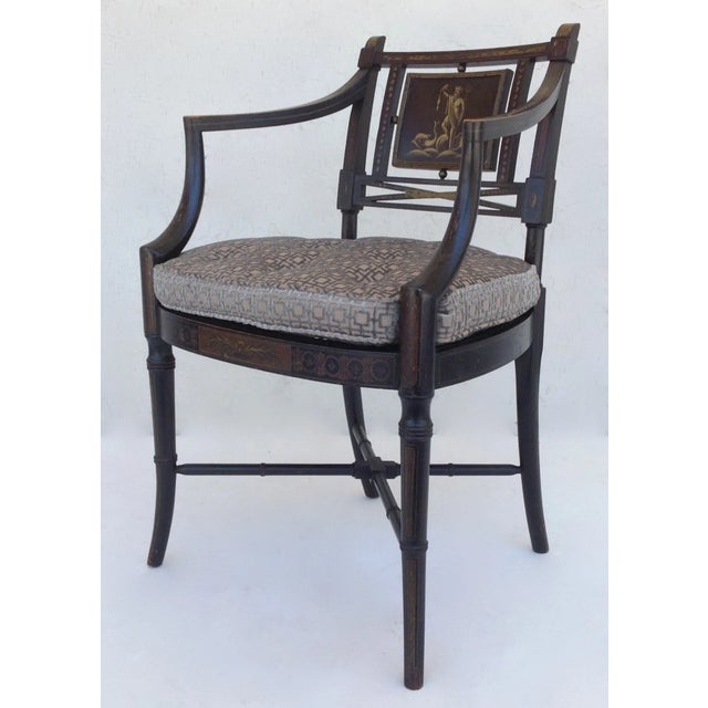 C.1855-1910; A rare, vintage, English Regency chair by the venerable furniture design house, Maison Jansen. This chair...