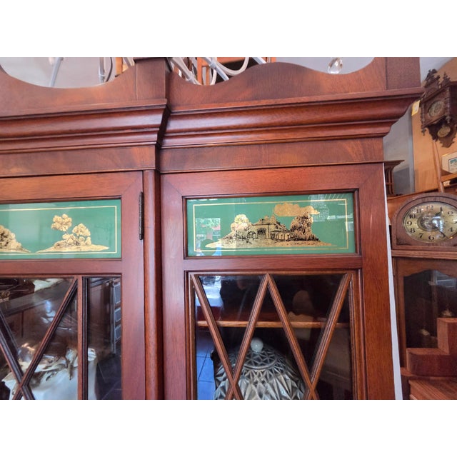 Landstrom Furniture Antique Federal Style Mount Vernon Mahogany China Cabinet Bookcase 1920s For Sale - Image 4 of 18