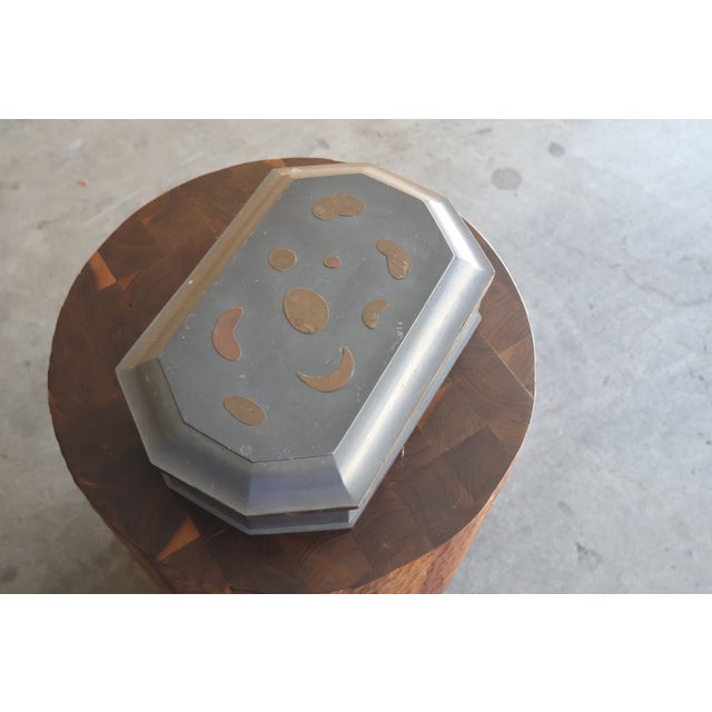 Unique English Antique Pewter and Brass Box For Sale - Image 14 of 18