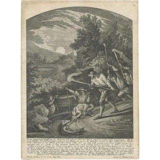 Ridinger, Illustration of Pike Hunting, 1768, Print For Sale