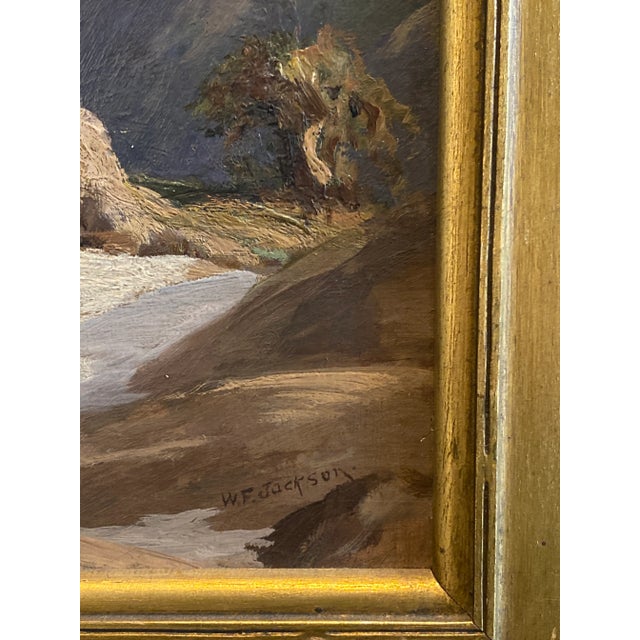 Traditional Antique Gold Framed Mountain Landscape Oil Painting on Canvas For Sale - Image 3 of 4
