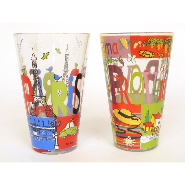 2010s Cerve Provence Paris France Decorated Drinking Glasses Made in Italy - Set of 2 For Sale - Image 5 of 8