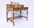 Chinoiserie British Colonial Style Burnt Bamboo and Grasscloth Pagoda Desk and Chair For Sale - Image 3 of 12