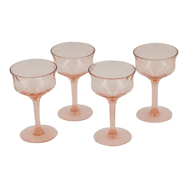 1950s Pink Cordial Glasses - Set of 4 For Sale