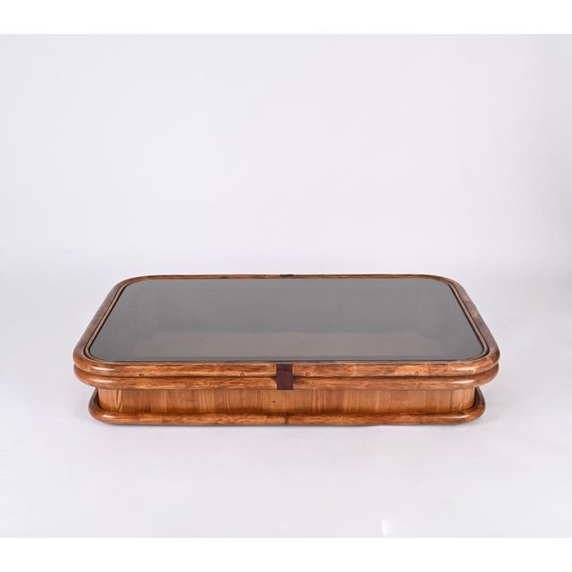 Set of Italian Sofa and Coffee Table in Curved Bamboo and Leather, 1960s For Sale - Image 17 of 18