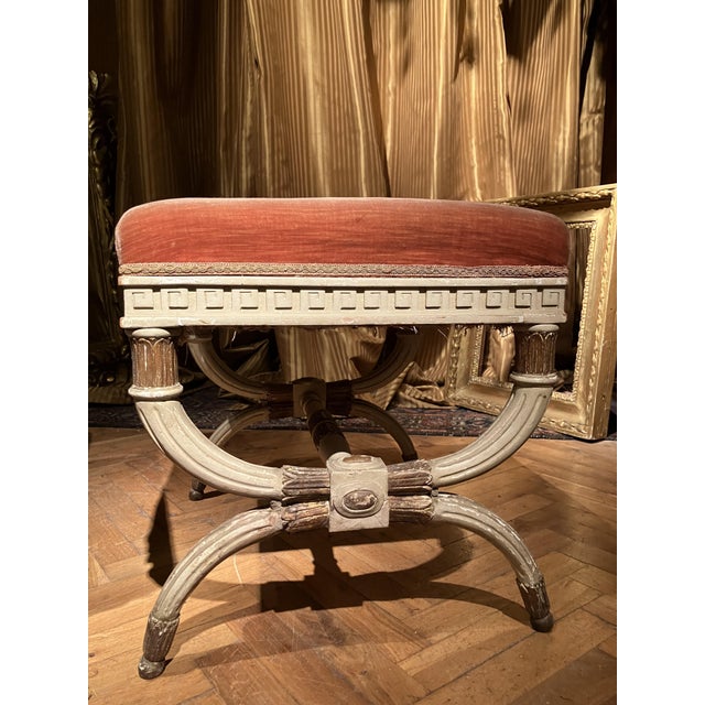 Antique Italian Louis XVI Style Lacquered and Parcel Gilt Stools, 1890s, Set of 2 For Sale - Image 15 of 18