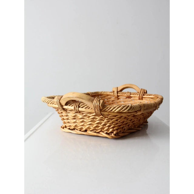 Wood Vintage Woven Basket Tray For Sale - Image 7 of 9