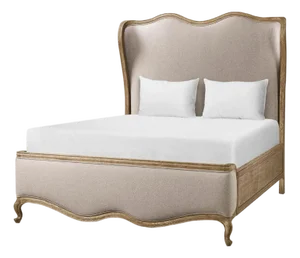French Provincial Upholstered Oak Bed - Queen