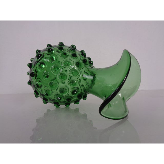 Green Italian Green Bubble Glass Vase & Bowl from Empoli, 1960s, Set of 2 For Sale - Image 8 of 16
