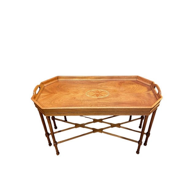 This beautifully crafted vintage cocktail fixed tray table comes from Drexel’s classic “18th Century” collection and...