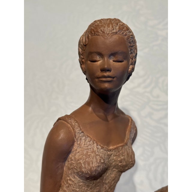 1960s Peggy Mach Seated Ballerina Terra Cotta Sculpture on Wooden Base, No. 317/975 For Sale In Los Angeles - Image 6 of 10