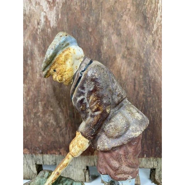 Original Painted Door Stop of Golf Player in Cast Iron, 1940s For Sale - Image 6 of 12