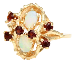 14KY Opal & Garnet(0.65) Ring, size 5.5