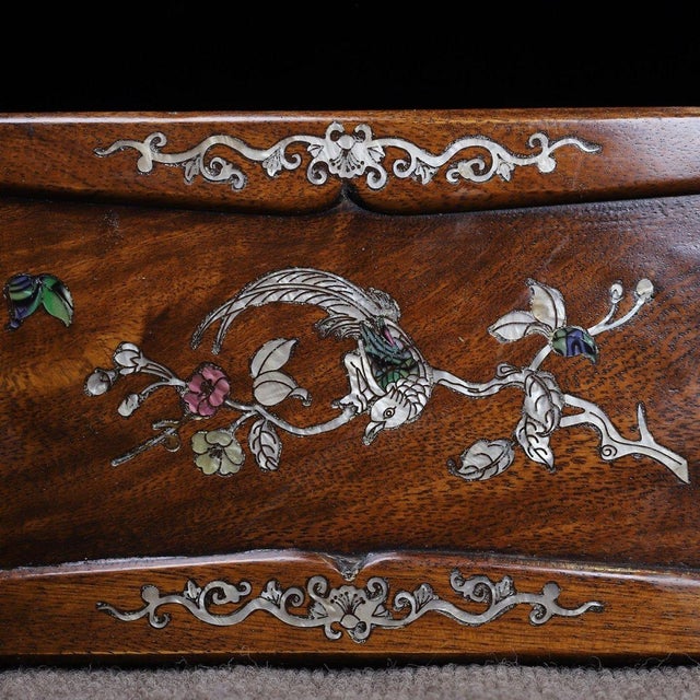 Brown Pair of Huali Rosewood Nesting Boxes Inlaid With Mother-of-Pearl For Sale - Image 8 of 9