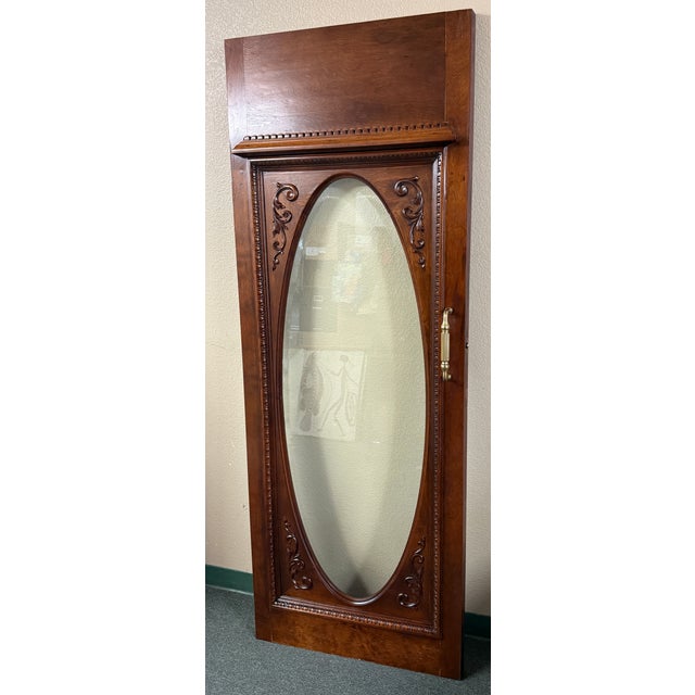 Ornately Carved Wood Door With Beveled Oval Glass For Sale - Image 15 of 16
