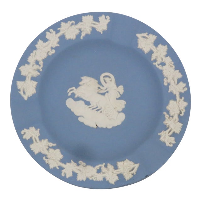 Wedgwood Blue Jasperware Athena in Chariot Ashtray Trinket Dish Plate 4551b For Sale