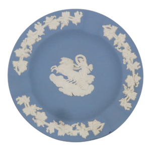 Wedgwood Blue Jasperware Athena in Chariot Ashtray Trinket Dish Plate 4551b