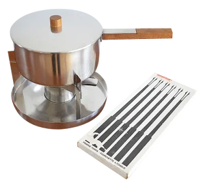 Danish Fondue Set by Peter Holmblad for Stelton, Set of 7
