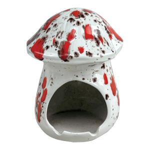Vintage 1970s White & Red Drip Glazed Mushroom Ashtray