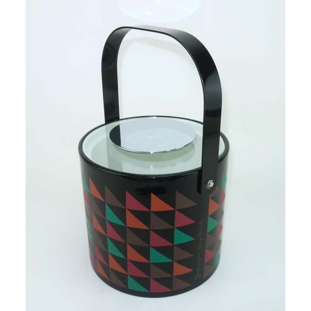 Postmodern Georges Briard Memphis Style Postmodern Black Geometric Print Ice Bucket, 1980's For Sale - Image 3 of 13