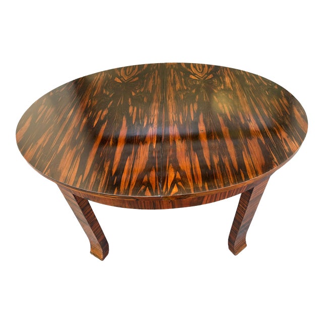 Extendable Oval Table in Zebrano Wood and Briar, 1930s For Sale