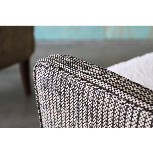 1950s Ernst Schwadron Style Black and White Wool Boucle Lounge Chair Pair For Sale - Image 9 of 16