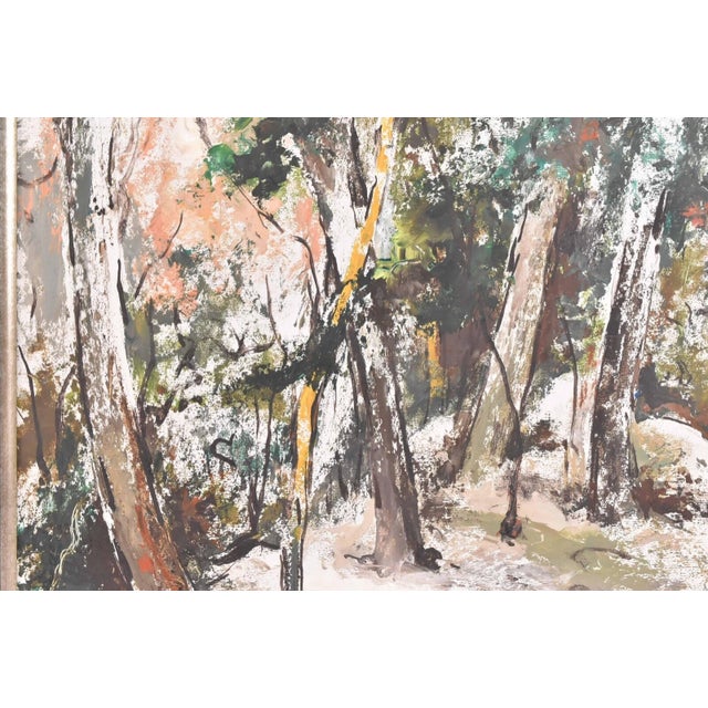 1970s Vintage George Schwacha Oil - Board Winter Wood Landscape Expressionism Painting For Sale - Image 5 of 7