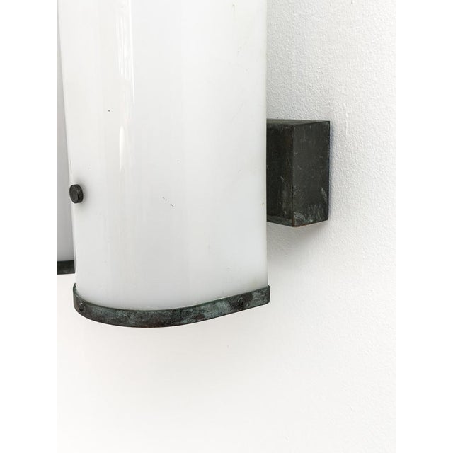 Swedish Modern Wall Lamp in Patinated Copper and Opaline Acrylic, 1955 For Sale - Image 4 of 11