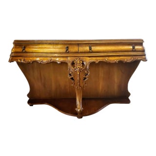 Italian Louis XV Style Serpentine Lacquered Wood Low Wall Hall Console Sofa Table For Sale
