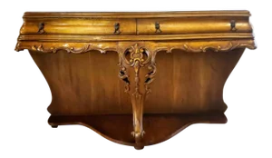 Italian Louis XV Style Serpentine Lacquered Wood Low Wall Hall Console Sofa Table