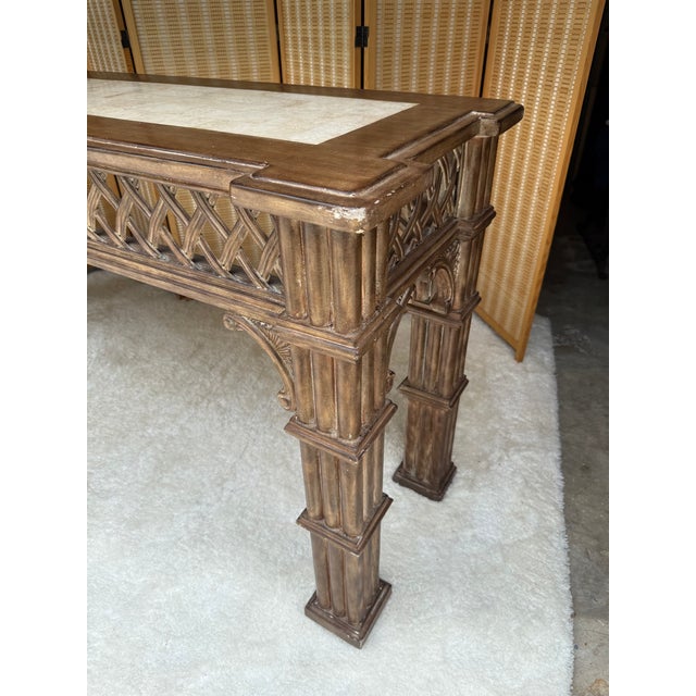 72" Vintage British Colonial Console Table For Sale - Image 10 of 15