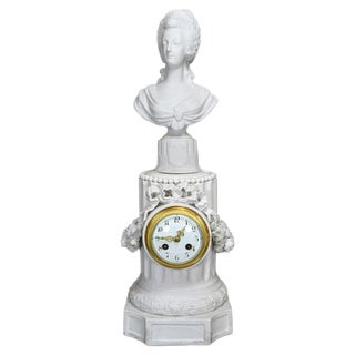 Large Marie Antoinette Biscuit Porcelain Clock For Sale