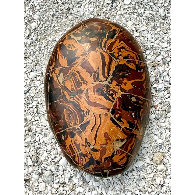 Sienna Vintage Boho Artisinal Pigmented Plaster Scagliola Turtle Shell For Sale - Image 8 of 9