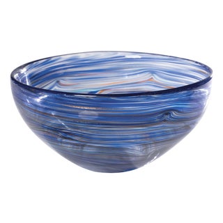 Delphine Glass Serving Bowl- Multi Blue, 12" x 5" For Sale