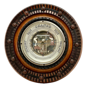 Beautiful and Fine Quality Antique Carved Mahogany Wall Barometer With Transparent Glass Dial - Circa 1890s