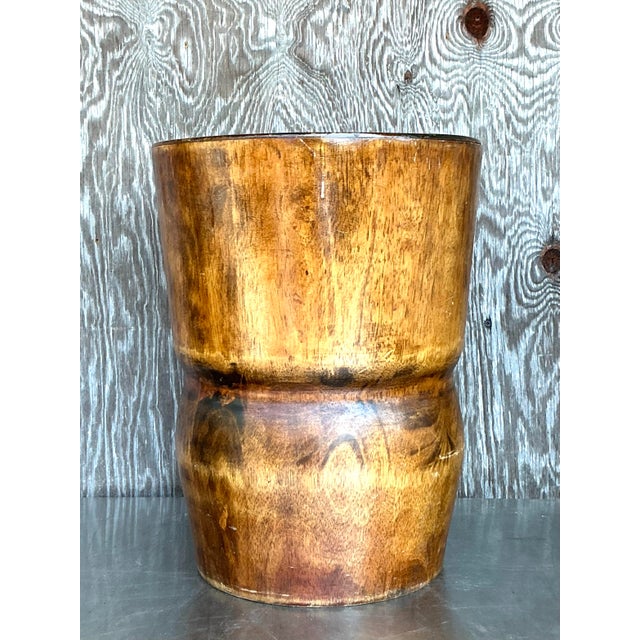 Rustic Vintage Boho Palm Tree Low Stool For Sale - Image 3 of 10