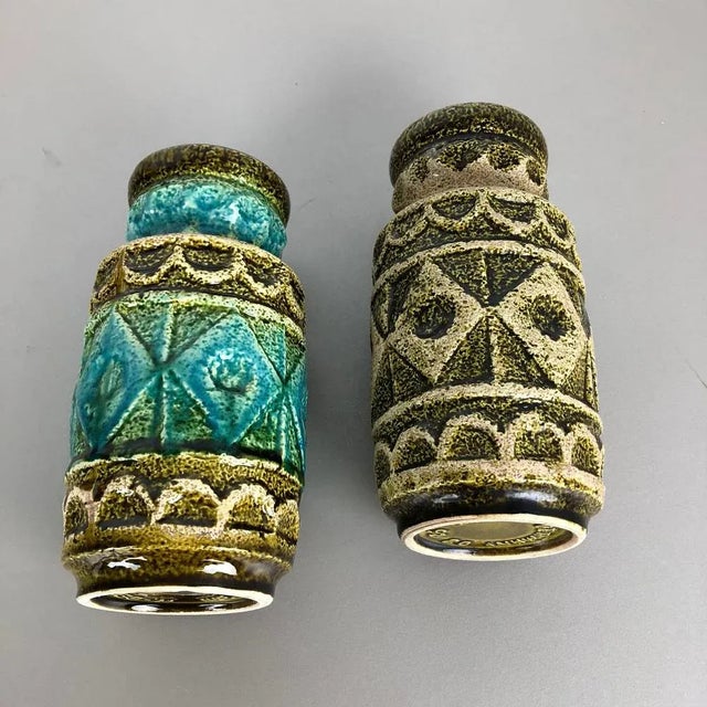 Op Art German Multi-Color Pottery Vase from Bay Ceramics, 1960s, Set of 2 For Sale - Image 15 of 17