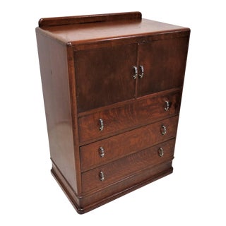 English Two Over Three Tiger Oak Chest For Sale