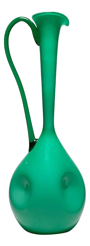 Large Empoli Italian Glass Green Ewer Pitcher Vase