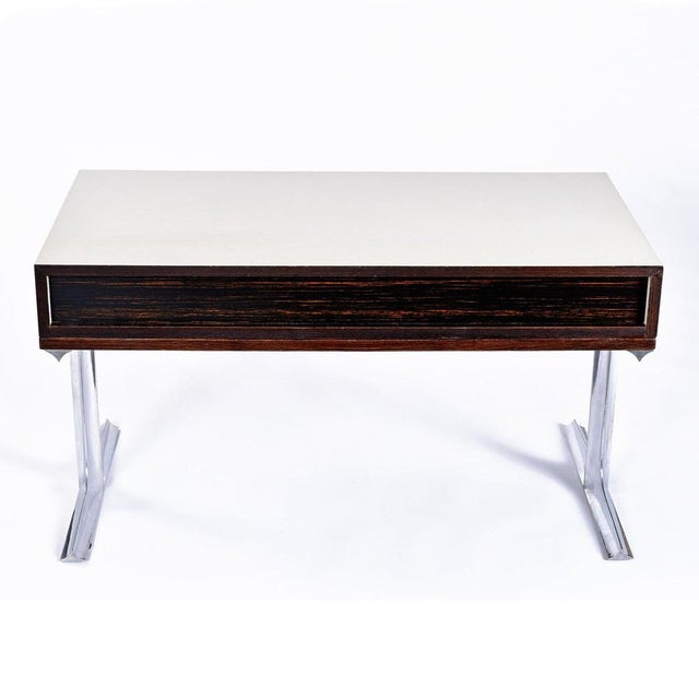 Brown DF-2000 Rosewood Chrome Red Plastic Drawer TV Stereo Console from Raymond Loewy For Sale - Image 8 of 13