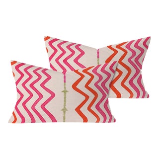 Christopher Farr Rick Rack in Hot Pink 16x24" Pillows - A Pair For Sale