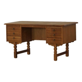 Mid-Century Modern Danish Freestanding Desk in Oak attributed to Henning Kjærnulf, 1950s For Sale