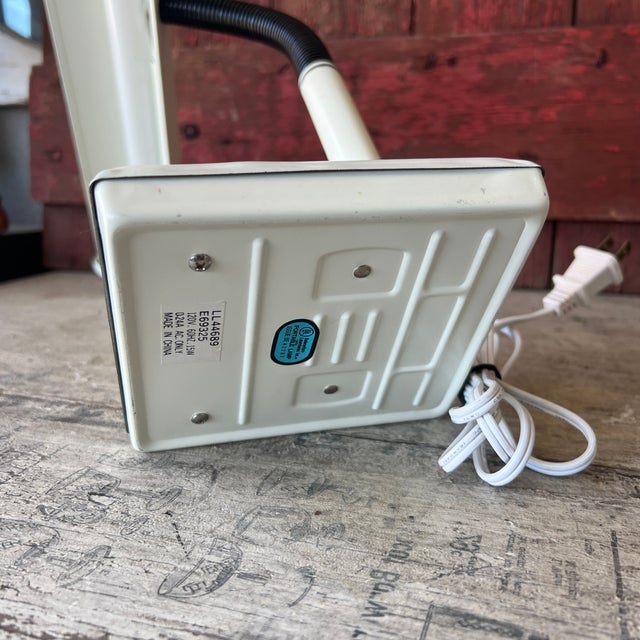 Vintage Adjustable Desk Lamp With Fluorescent Light & Wood Accent For Sale - Image 4 of 9