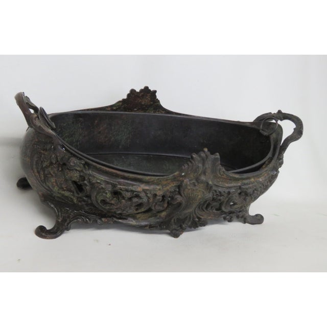 Metal Jardiniere Planter Rococo Style Scrollwork Footed Centerpiece Bowl 4957b For Sale In Miami - Image 6 of 18