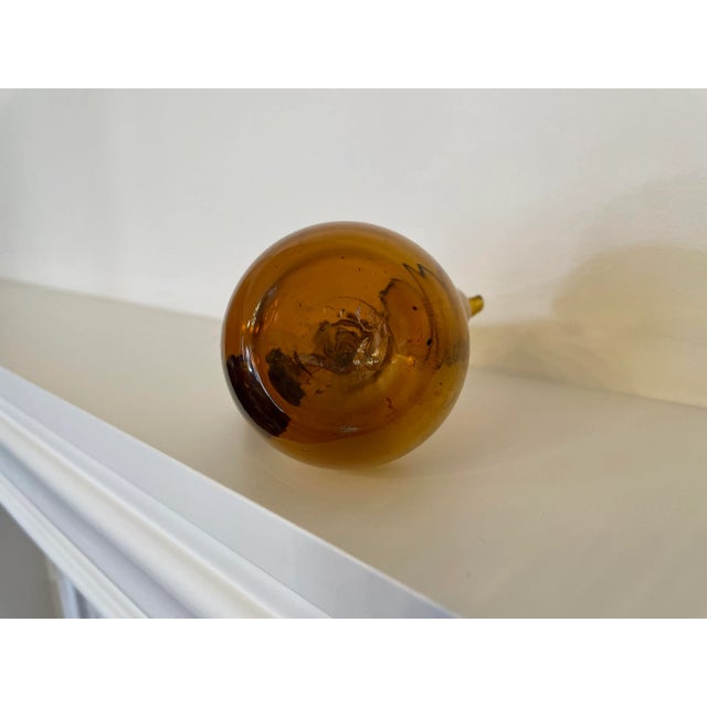 Mid 20th Century Rustic European Amber Glass Blown Cruet, Small For Sale - Image 5 of 5