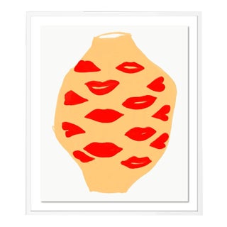 Kiss on a Vase by Annie Naranian in White Frame, Medium Art Print For Sale
