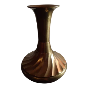1970s Solid Brass Fluted Vase, Made in India